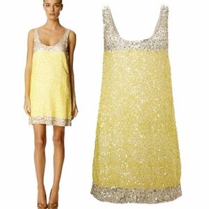 French Connection Yellow & Silver Sequin Mini Dress